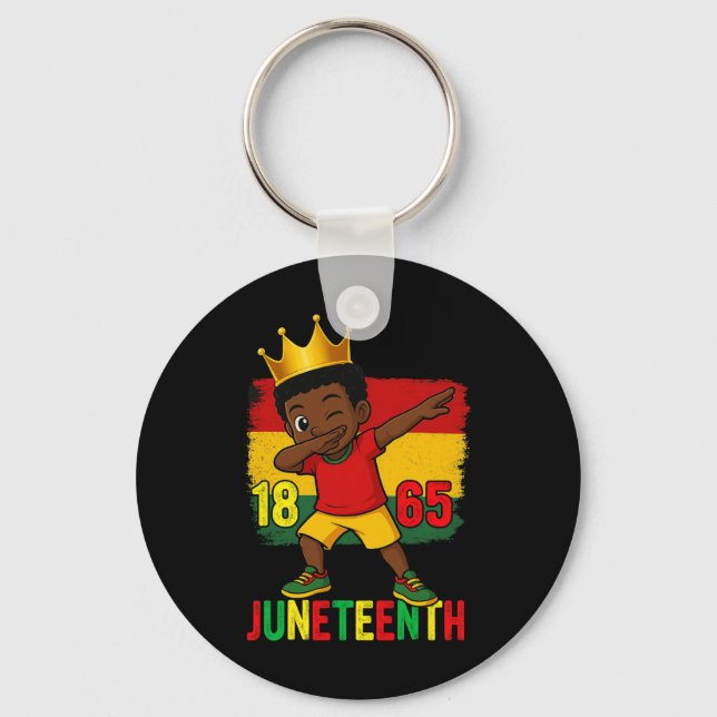Juneteenth 1865 Dabbing Boys Kid Freedom Black Pri Key Ring (Front)