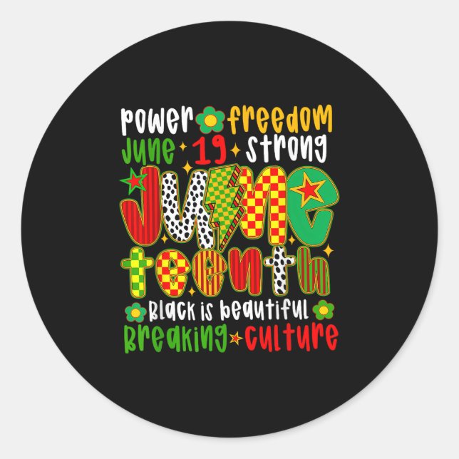 Juneteenth 1865 Emancipation Day Retro Afro Black  Classic Round Sticker (Front)