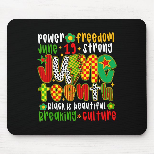 Juneteenth 1865 Emancipation Day Retro Afro Black  Mouse Pad (Front)