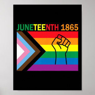 Juneteenth 1865 Fist Rainbow Flag Gay Pride Month  Poster