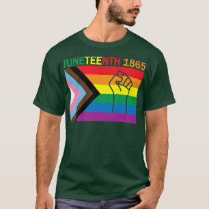 Juneteenth 1865 Fist Rainbow Flag Gay Pride Month T-Shirt