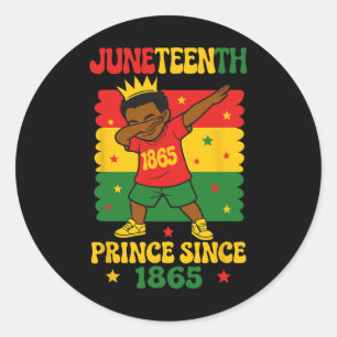 Juneteenth 1865 Groovy Toddler Boy Dabbing Prince Classic Round Sticker