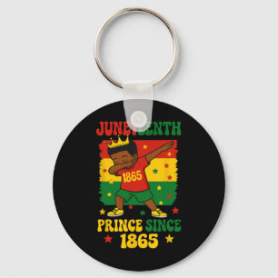 Juneteenth 1865 Groovy Toddler Boy Dabbing Prince Key Ring
