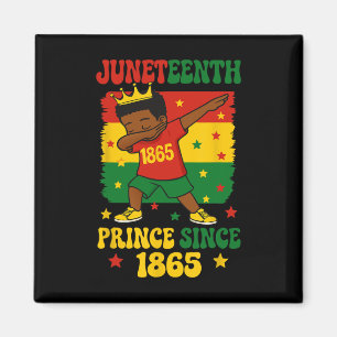 Juneteenth 1865 Groovy Toddler Boy Dabbing Prince Magnet
