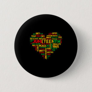 Juneteenth 1865 heart black history freedom 6 cm round badge