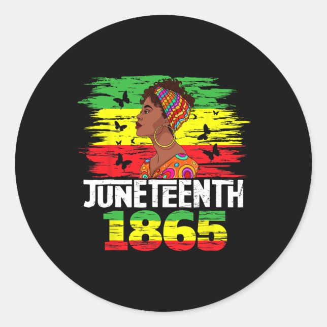 Juneteenth 1865 Independence Day Black Pride Black Classic Round Sticker (Front)