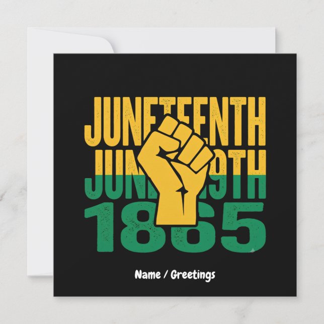 Juneteenth 1865 June 19th Black Freedom Graphic De Invitation (Front)
