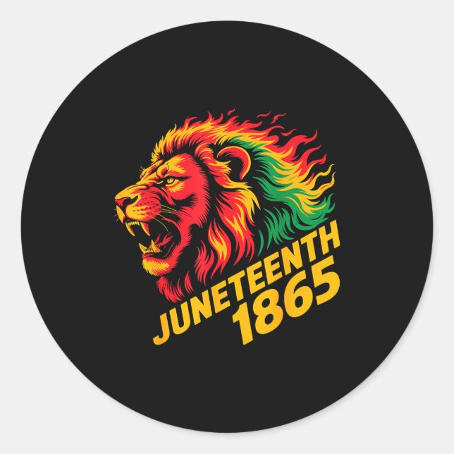 Juneteenth 1865 lion rasta  classic round sticker (Front)