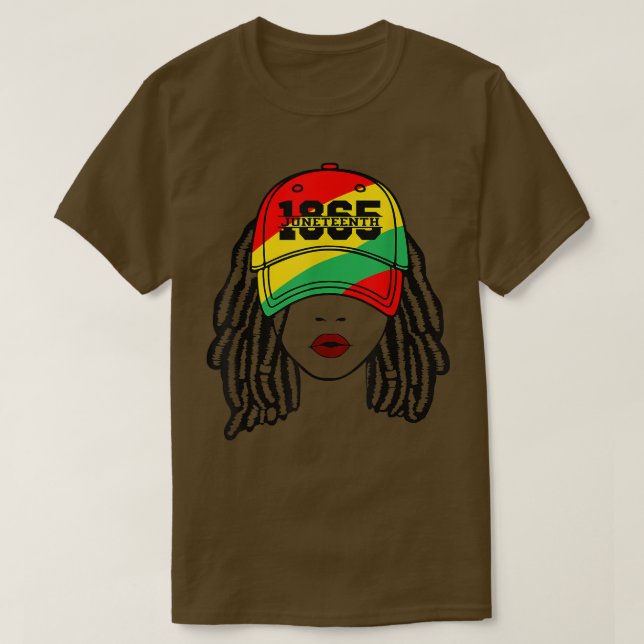 Juneteenth 1865 Melanin Queen Locs Black Woman Afr T-Shirt (Design Front)