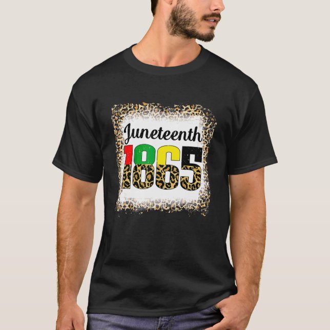 Juneteenth 1865 Pride Leopard Bleached American Af T-Shirt (Front)