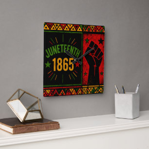 Juneteenth 1865 Raised Fist Square Wall Clock