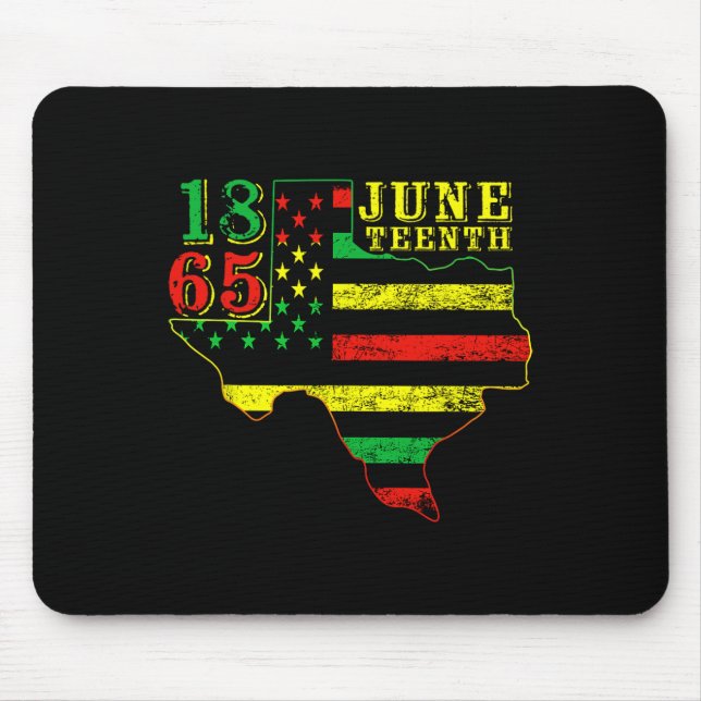 Juneteenth 1865 Texas Map American Flag Afro Men W Mouse Pad (Front)