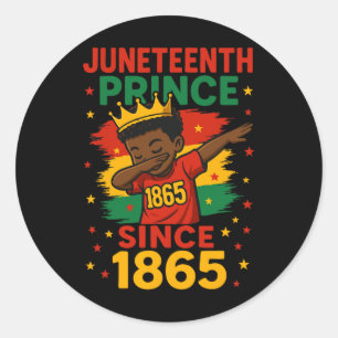 Juneteenth 1865 Toddlers Boy Dabbing Prince Afro B Classic Round Sticker