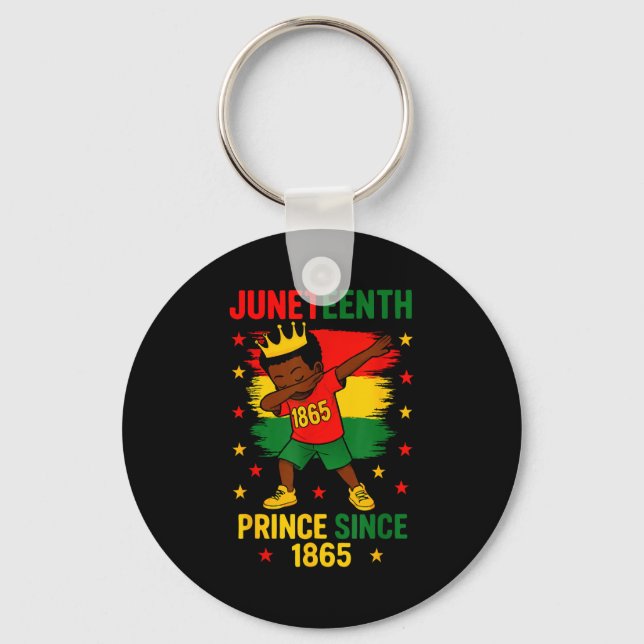 Juneteenth 1865 toddlers boy dabbing prince afro key ring (Front)