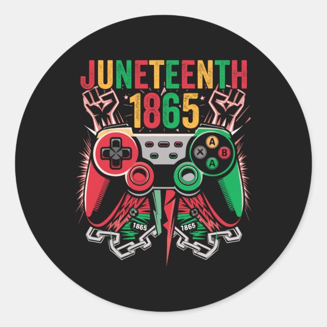 Juneteenth 1865 Video Game Celebrate Juneteenth Ki Classic Round Sticker (Front)