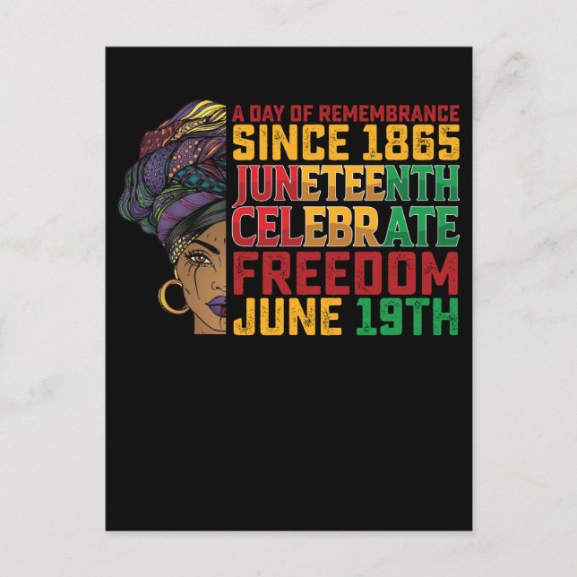 Juneteenth A Day Of Remembrance Black Freedom Invitation Postcard (Front)