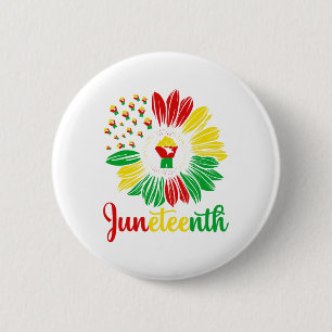 Juneteenth Accentors Sunflower African American Bl 6 Cm Round Badge