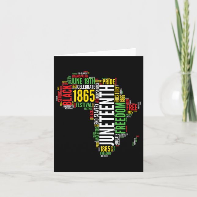 Juneteenth Africa Map Word Art Shirt Black Pride J Card (Front)