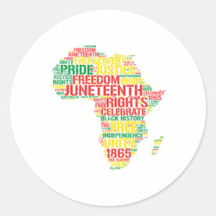 Juneteenth Africa Map Words June 19th 1865 Men Wom Classic Round Sticker