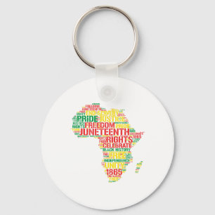 Juneteenth Africa Map Words June 19th 1865 Men Wom Key Ring