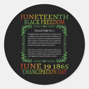 Juneteenth African American Freedom Black History  Classic Round Sticker