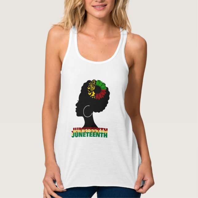 juneteenth African Sunflower black freedom Afro Singlet (Front)