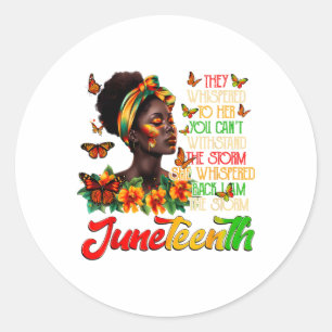 Juneteenth Afro African American Black Women Black Classic Round Sticker