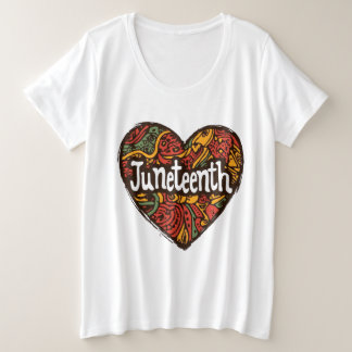 Juneteenth afrocentric patterns heart  plus size T-Shirt