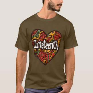 Juneteenth afrocentric patterns heart  T-Shirt