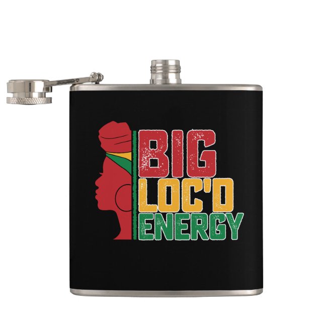 Juneteenth Big Loc'd Energy Black Freedom Hip Flask (Opened)