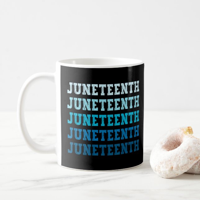 Juneteenth Black American African Celebration Cool Coffee Mug (With Donut)
