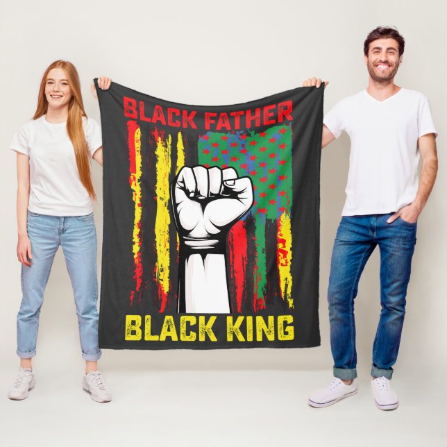Juneteenth Black Father Day Dad King Celebrating F Fleece Blanket (In Situ)