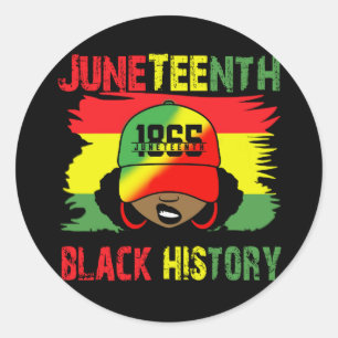 Juneteenth Black history Afro Girl Classic Round Sticker