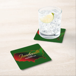 Juneteenth Black Independence Square Paper Coaster