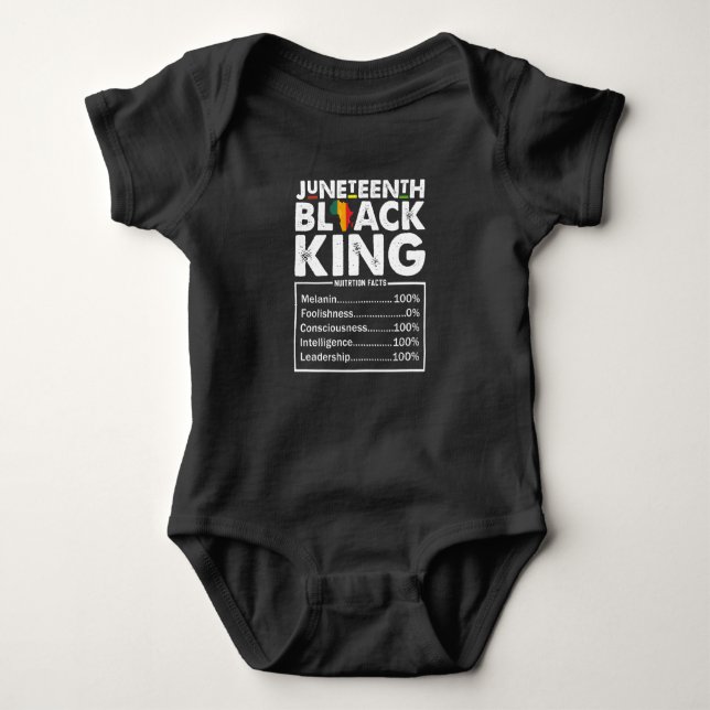 Juneteenth Black King Nutritional Facts Melanin  Baby Bodysuit (Front)