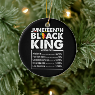 Juneteenth Black King Nutritional Facts Melanin  Ceramic Tree Decoration