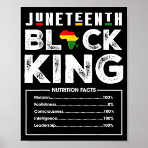 Juneteenth black king nutritional facts men boys  poster