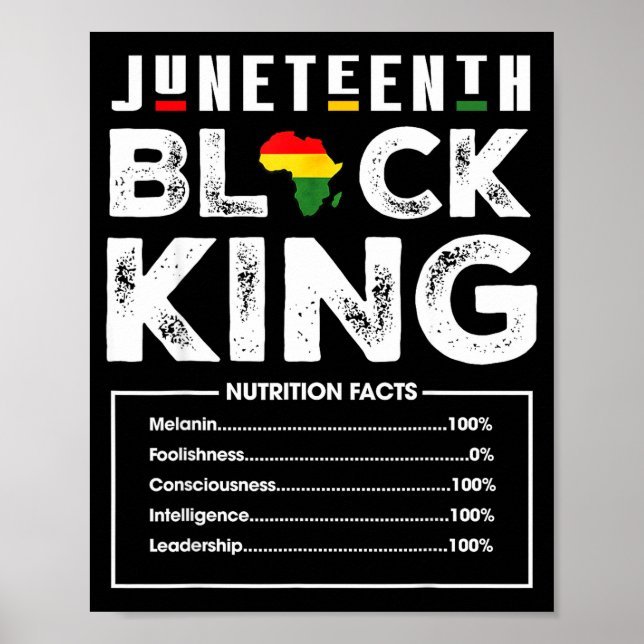 Juneteenth black king nutritional facts men boys  poster (Front)
