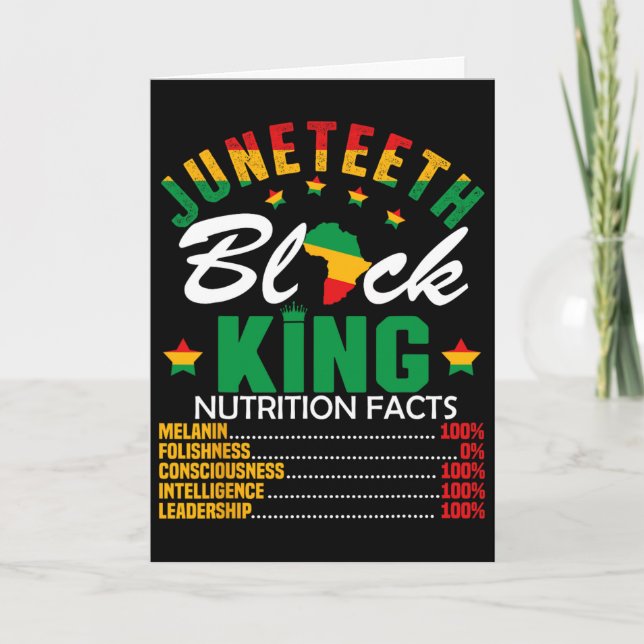 Juneteenth Black King Nutritional Facts Pride Afri Card (Front)