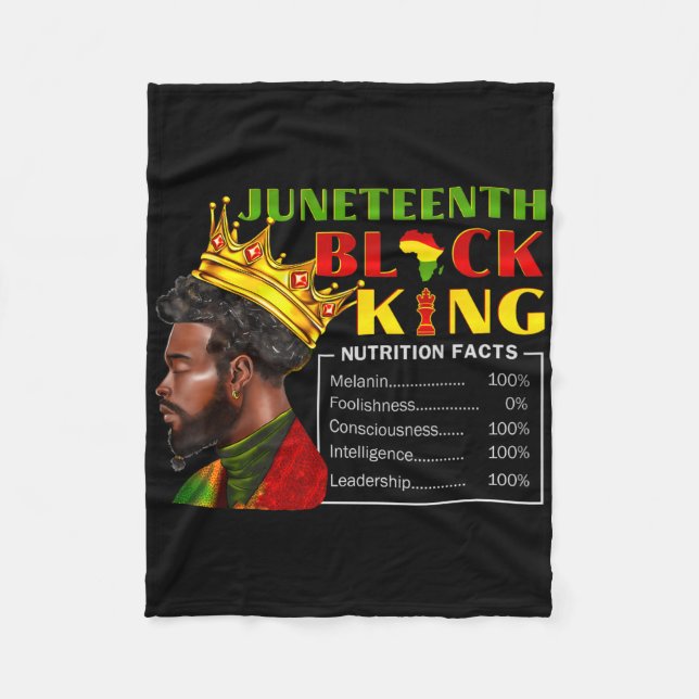 Juneteenth Black King Nutritional Facts Pride Afri Fleece Blanket (Front)