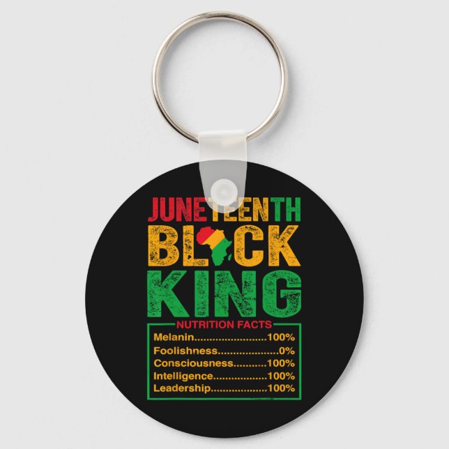 Juneteenth Black King Nutritional Facts Pride Afri Key Ring (Front)