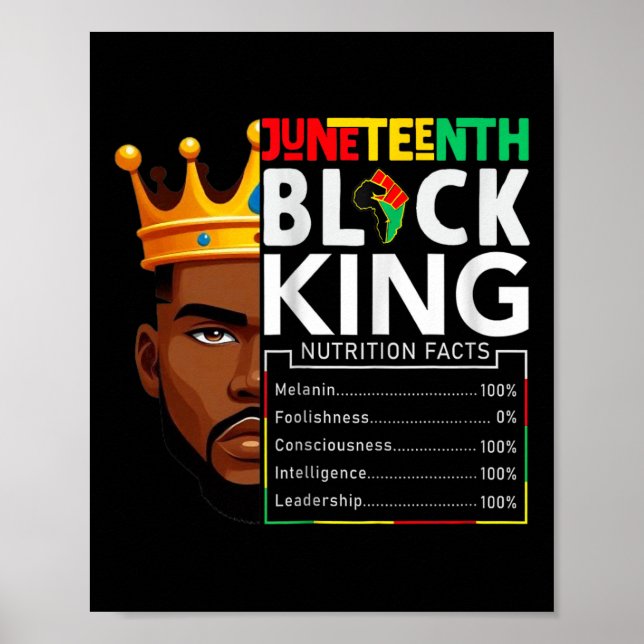 Juneteenth Black King Nutritional Facts Pride Afri Poster (Front)