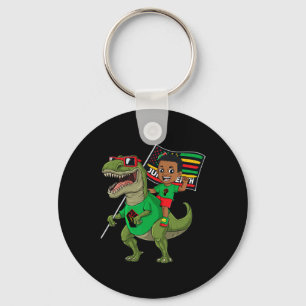 Juneteenth Black King Riding T Rex Dino Fun Boys K Key Ring