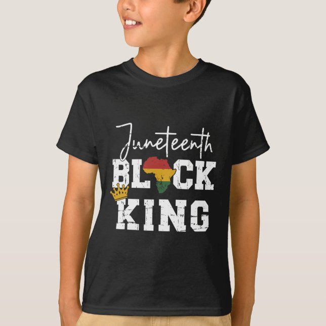 Juneteenth Black King With Pan African Map Flag  T-Shirt (Front)