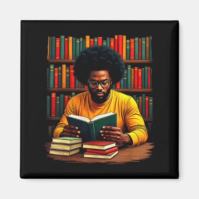 Juneteenth Black Man Reading Books  Magnet (Front)