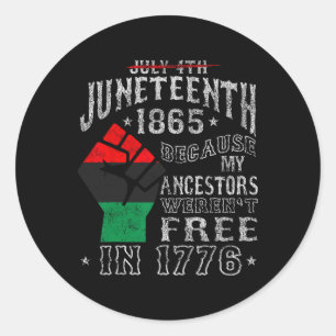 Juneteenth Black Pride African American Flag Men W Classic Round Sticker