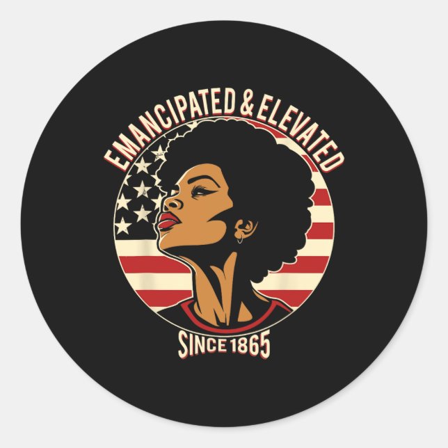 Juneteenth Black Pride American Flag Emancipated A Classic Round Sticker (Front)