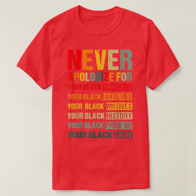 Juneteenth Black Pride Never Apologise For Your Bl T-Shirt (Design Front)
