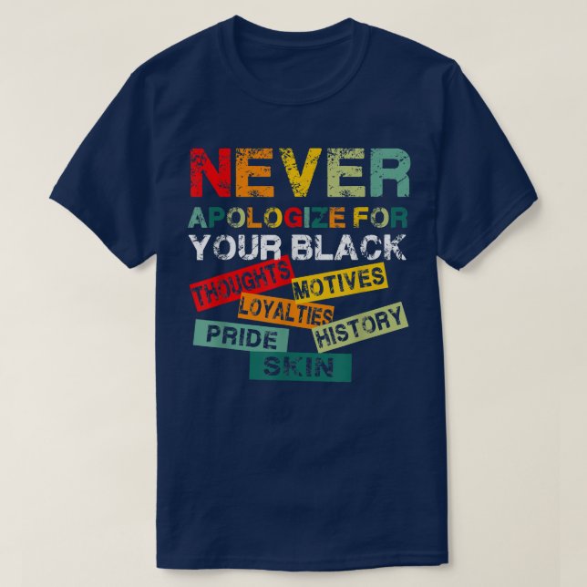 Juneteenth Black Pride Never Apologize For Your Bl T-Shirt (Design Front)