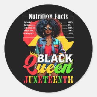 Juneteenth Black Queen History Nutritional Facts 4 Classic Round Sticker